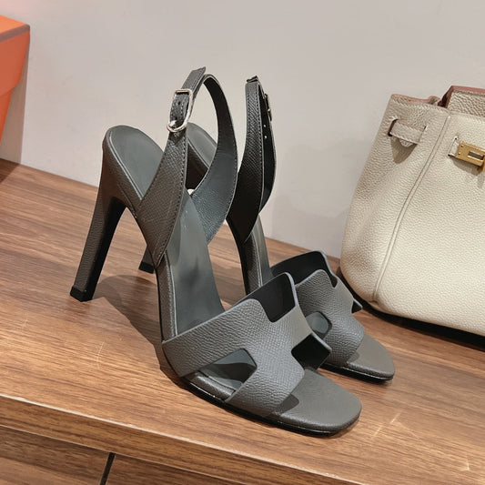 HOLY 105 SANDAL IN DARK GRAY GRAINED CALFSKIN