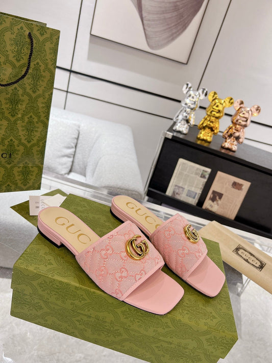 GG EXCLUSIVE SLIDE SANDAL LIGHT PINK FABRIC