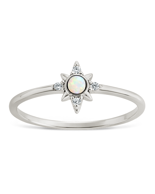 Sterling Silver White Opal Sparkle Ring