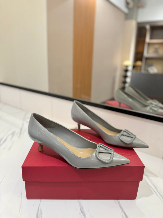 VALENTINO 26S HIGH HEELS 45 MM IN GREY PATENT CALFSKIN