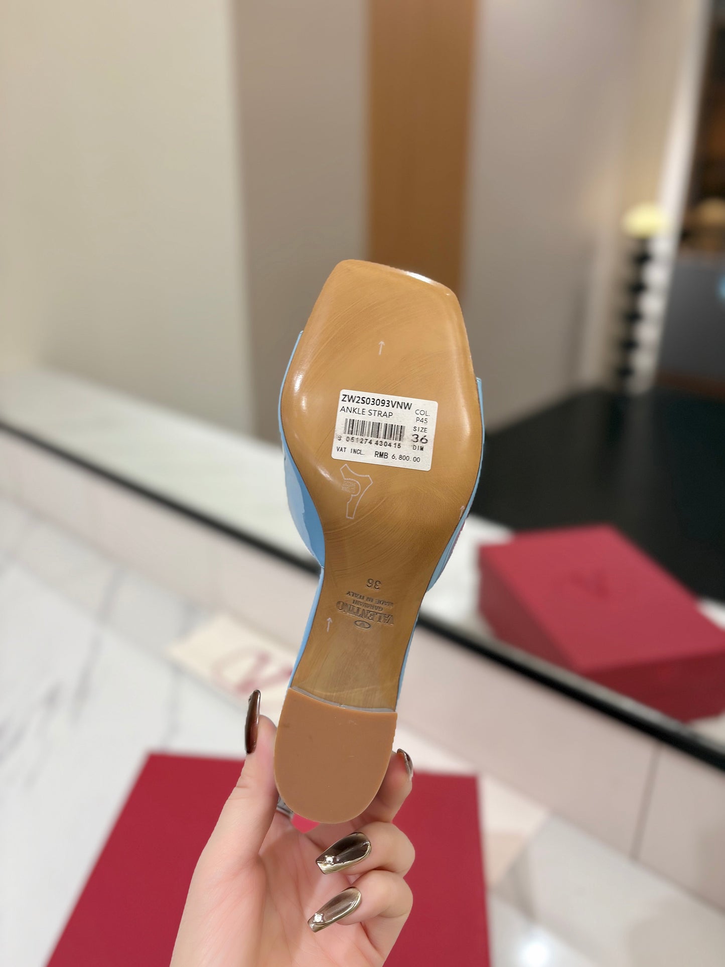 VALENTINO 26S HIGH-HEEL SANDALS 60 MM IN SKY BLUE PATENT CALFSKIN