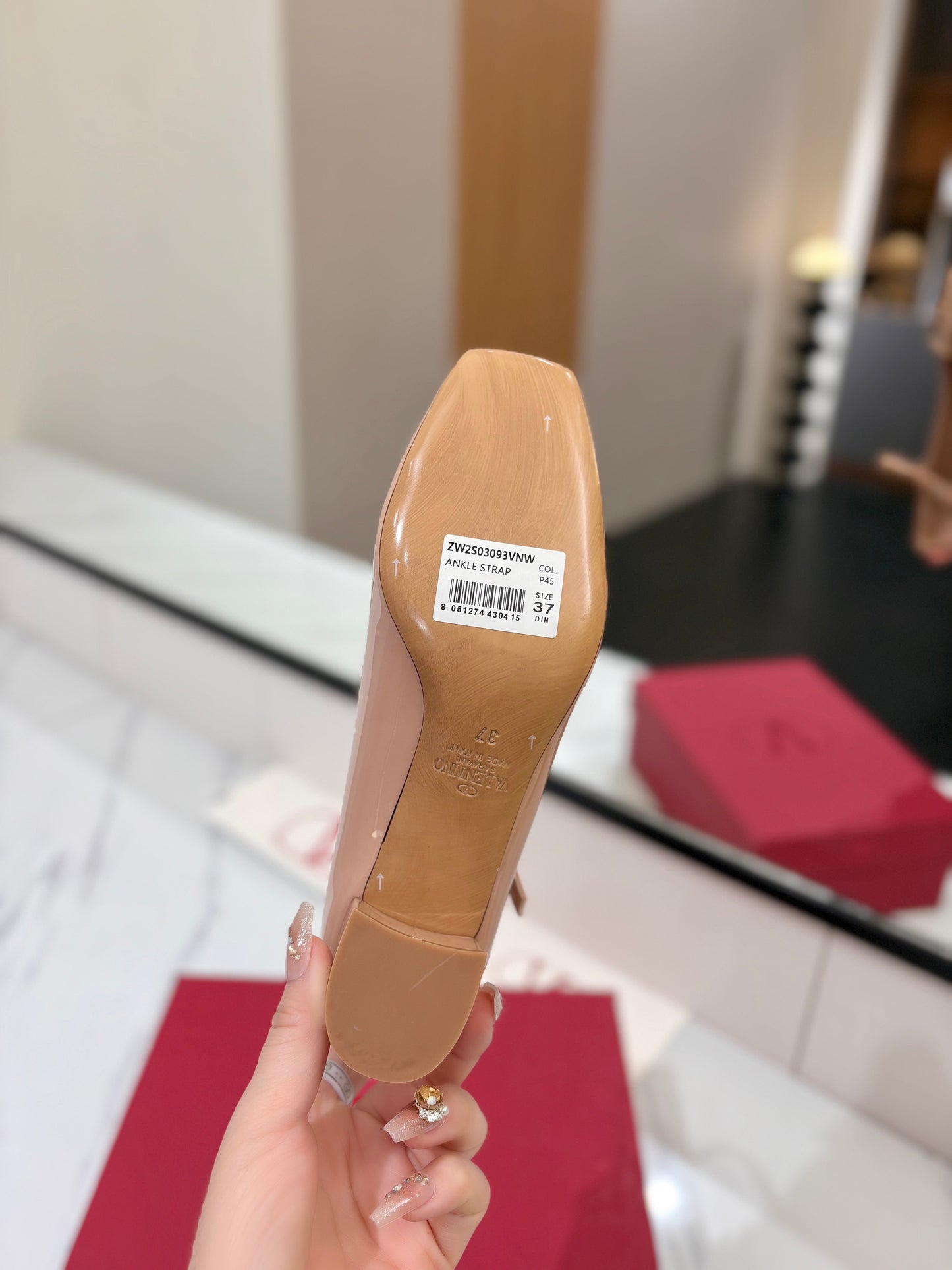 VALENTINO 26S MARY JANE HEELS 60 MM IN NUDE PATENT CALFSKIN