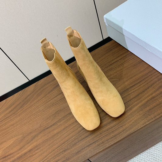 DIOR 25S ANKLE BOOTS 80 MM IN BEIGE SUEDE