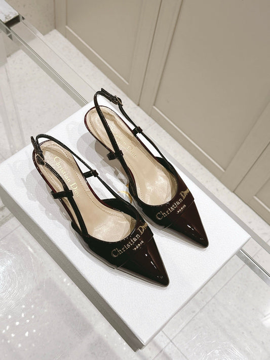 MY DD 25S SLINGBACK PUMP 50MM IN BURGUNDY RED GLOSSY CALFSKIN