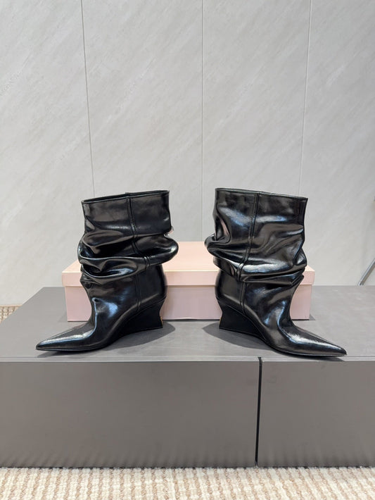 BALMAIN 26S BOOT 75 MM IN BLACK CALFSKIN