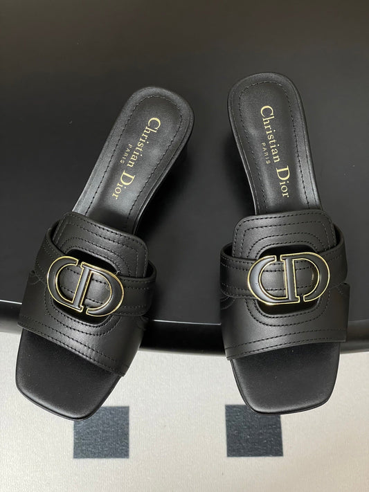 DIOR HIGH HEEL CLASSIC MONTAIGNE 40 MM 25S IN BLACK LAMBSKIN WITH CD LOGO