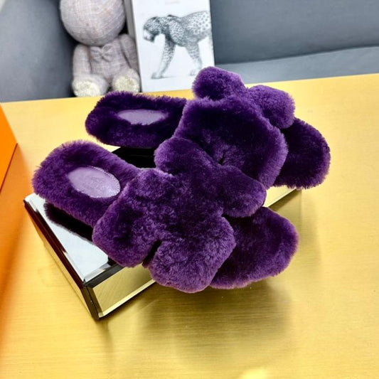 ORAN SHEARLING SANDALS PLUM PURPLE