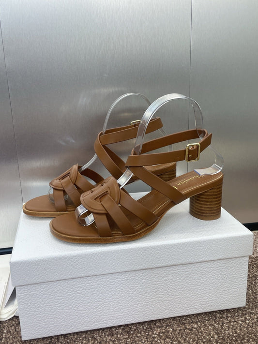 D-CLUB HIGH HEEL SLIDE 25S 55MM IN BROWN CALFSKIN