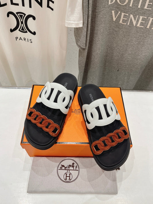 EXTRA SANDAL BLACK MIX WHITE MIX SYRUP CALFSKIN
