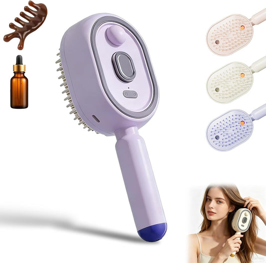2026 New Electric Steam Brush, Electric Steam Brushs for Hair, Rechargeable Steam Hair Straightener with Water Spray, Detangling Steam Brush for Reduce Frizz, Nourishes Hairs (Purple Set)