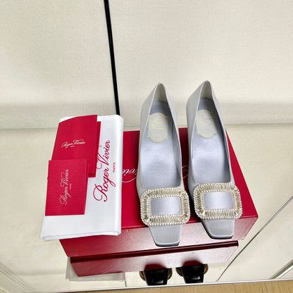 BELLE VIVIER PUMPS IN PLATINUM SILK