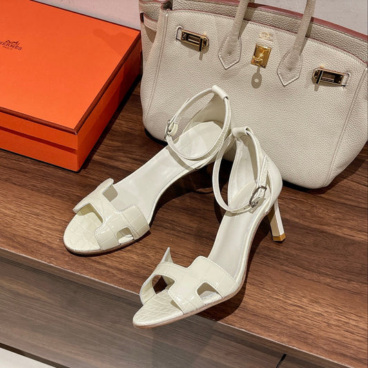 PREMIERE 70 SANDAL IN WHITE CALFSKIN