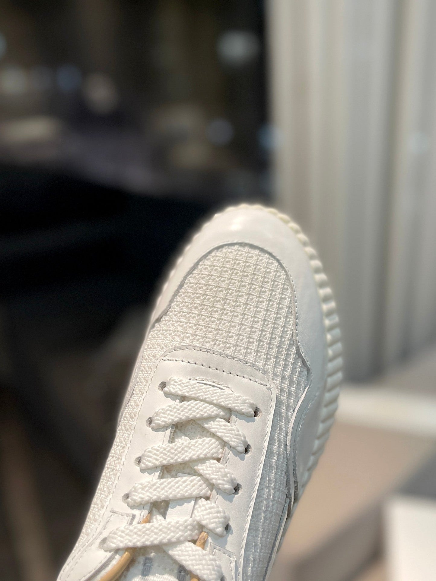 NAMA SNEAKER IN WHITE LAMBSKIN AND SUEDE