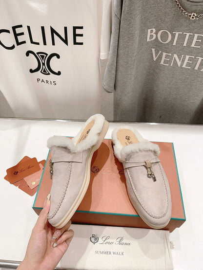LP CHARMS WALK BABOUCHE LOAFERS CREAMY WHITE FLEECE
