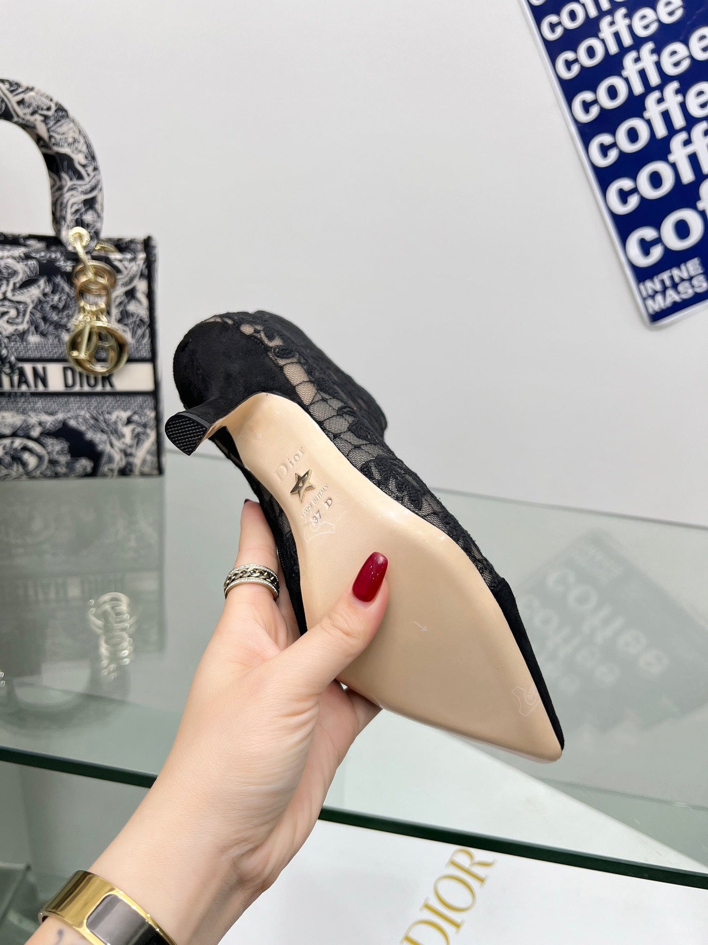 DIOR 25S POINTED-TOE ANKLE BOOTS 95 MM IN BLACK MESH TULLE AND SUEDE STYLE 1