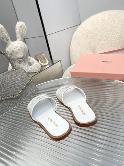 Slippers White Leather