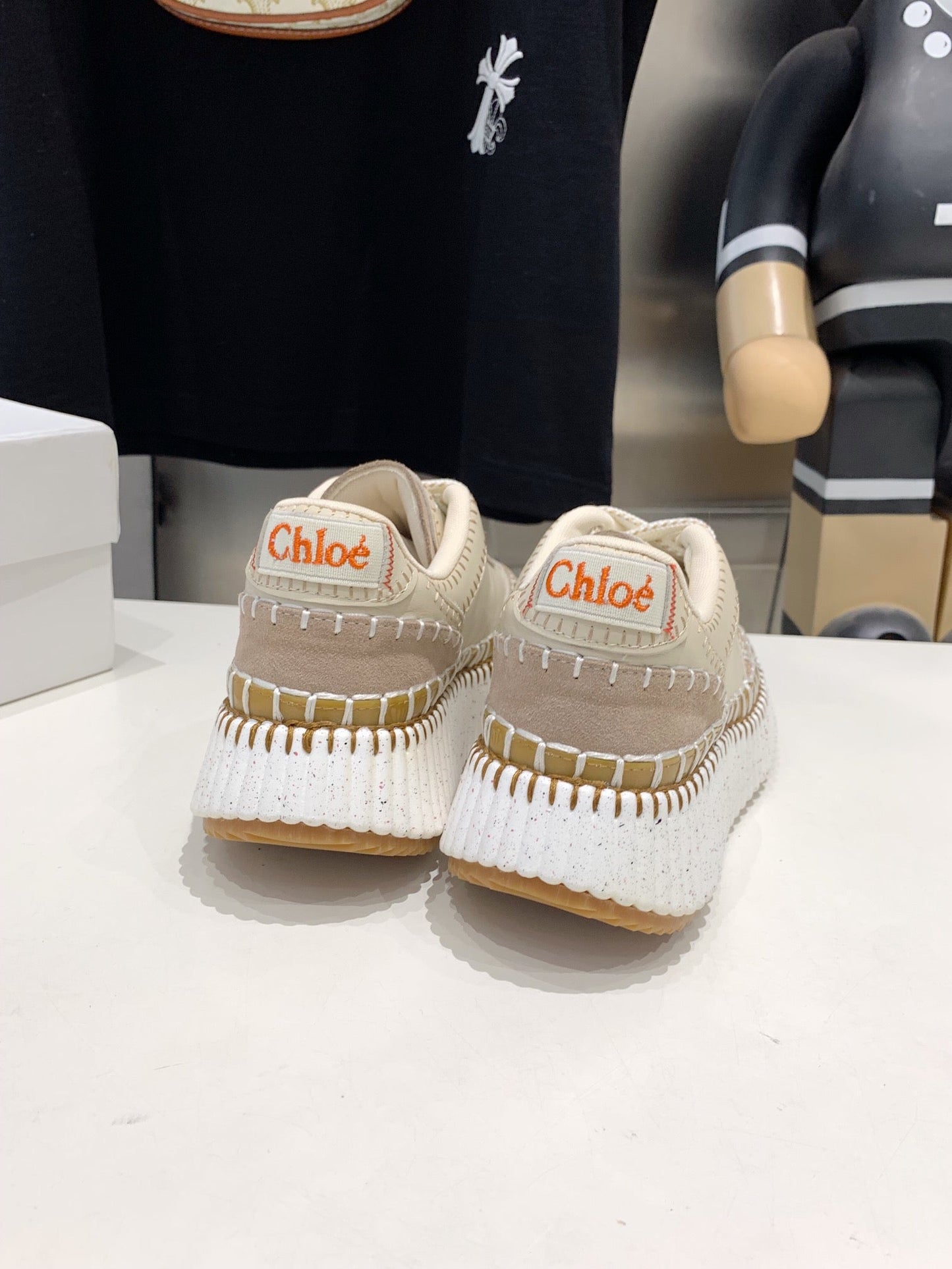 NAMA SNEAKER 5 CM IN BISQUE BEIGE CALFSKIN