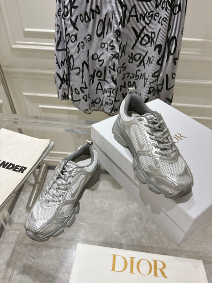 DIOR 25S CHRONO SNEAKER 45MM IN MESH WITH SILVER CALFSKIN