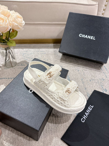 CC 25S Dad Sandal Raffia Calfskin