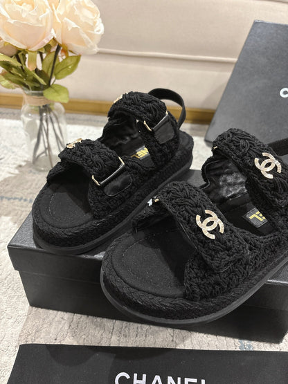 CC 25S Dad Sandal Raffia Calfskin