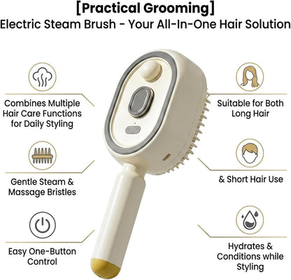 2026 New Electric Steam Brush, Electric Steam Brushs for Hair, Rechargeable Steam Hair Straightener with Water Spray, Detangling Steam Brush for Reduce Frizz, Nourishes Hairs (Pink)