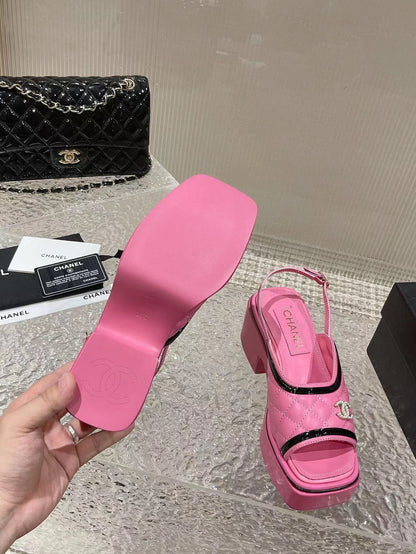 cc platform slingback sandal pink calfskin