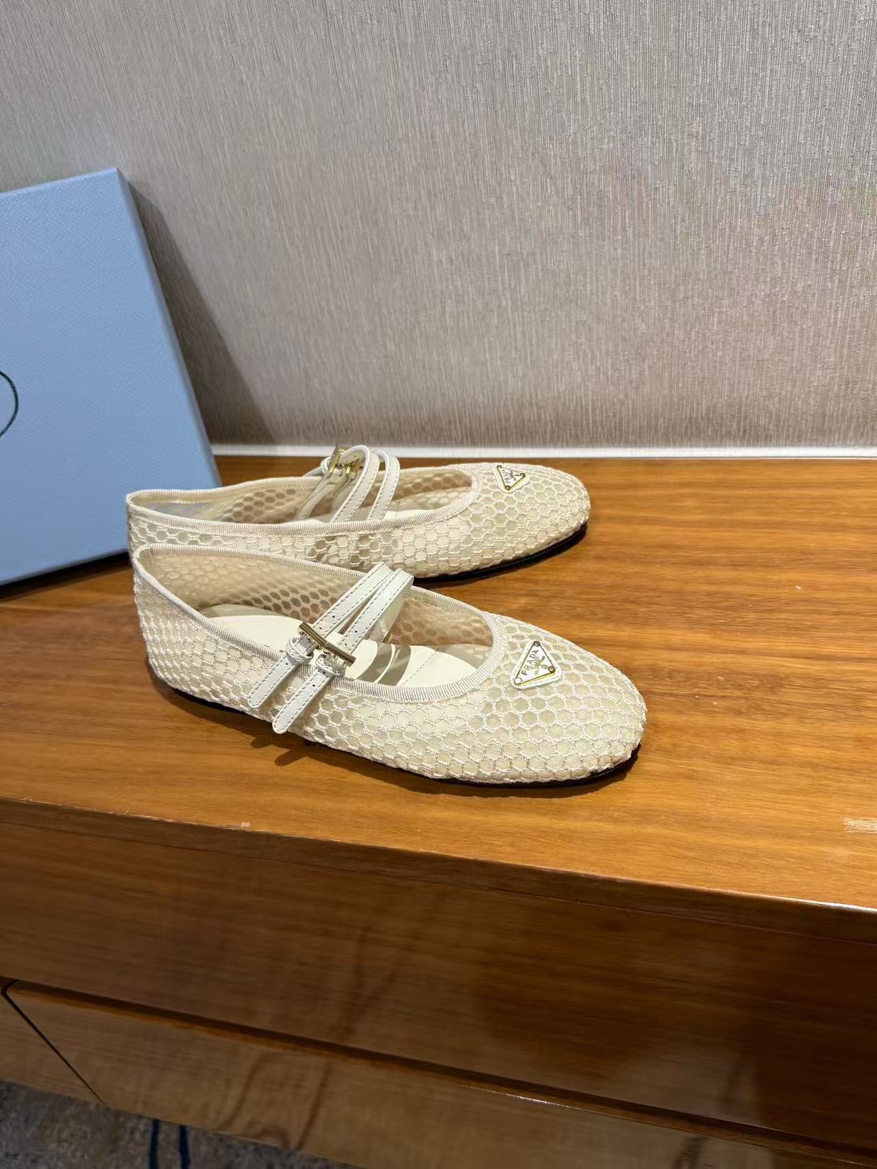 PRA BALLERINAS BALLET FLATS IN BEIGE MESH FABRIC