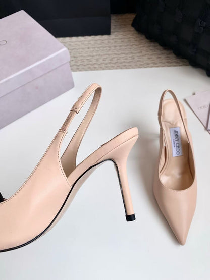 JIMMY CHOO 26S SLINGBACK HIGH HEELS 90 MM IN NUDE CALFSKIN