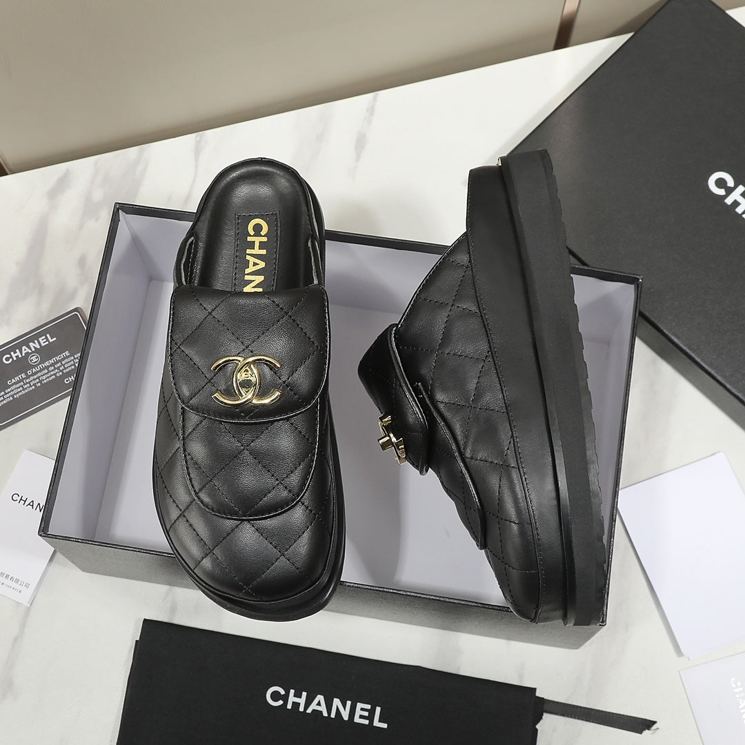 CC Dad Sandal Mule Quilted Calfskin