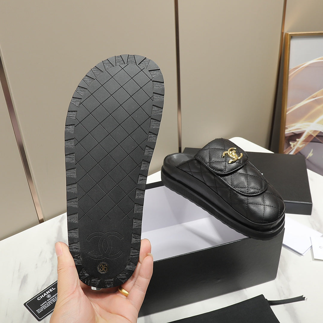 CC Dad Sandal Mule Quilted Calfskin