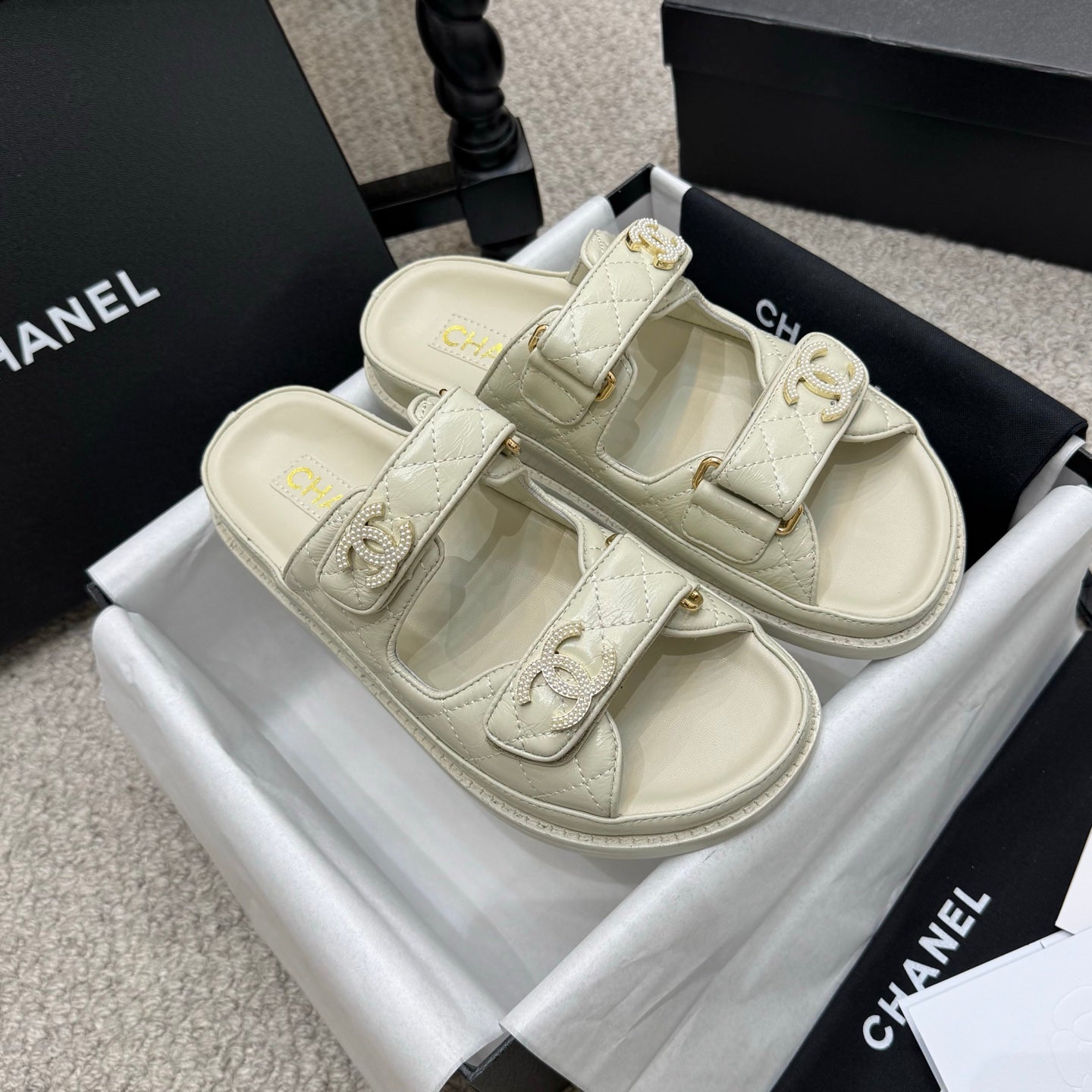 CC 25S Dad Sandal Mule Calfskin Mop Logo