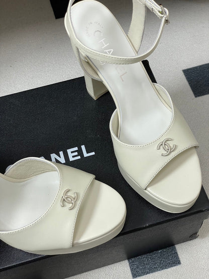 Chanel 2026 High heeled Chunky Platform Peep-toe Sandals Sheepskin 664989