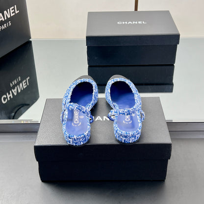 CC SLINGBACK 25S 25 MM IN COBALT BLUE TWEED