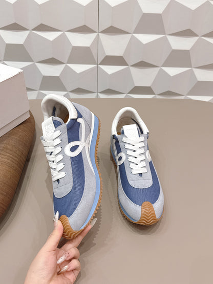 LOEWE 26S FLOW RUNNER SNEAKER IN LIGHT GRAY AND BLUE SUEDE AND CALFSKIN STYLE 2