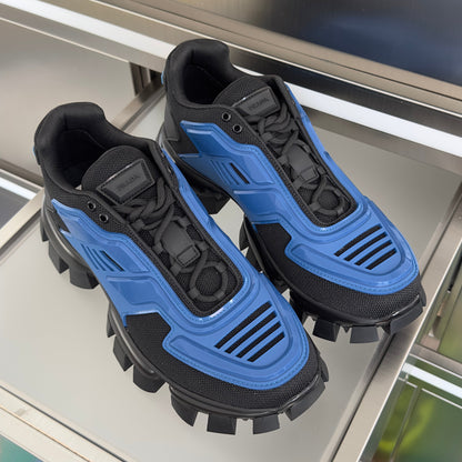 PRADA 26S CLOUDBUST THUNDER SNEAKERS 60MM IN DARK BLUE MESH FABRIC AND TPU