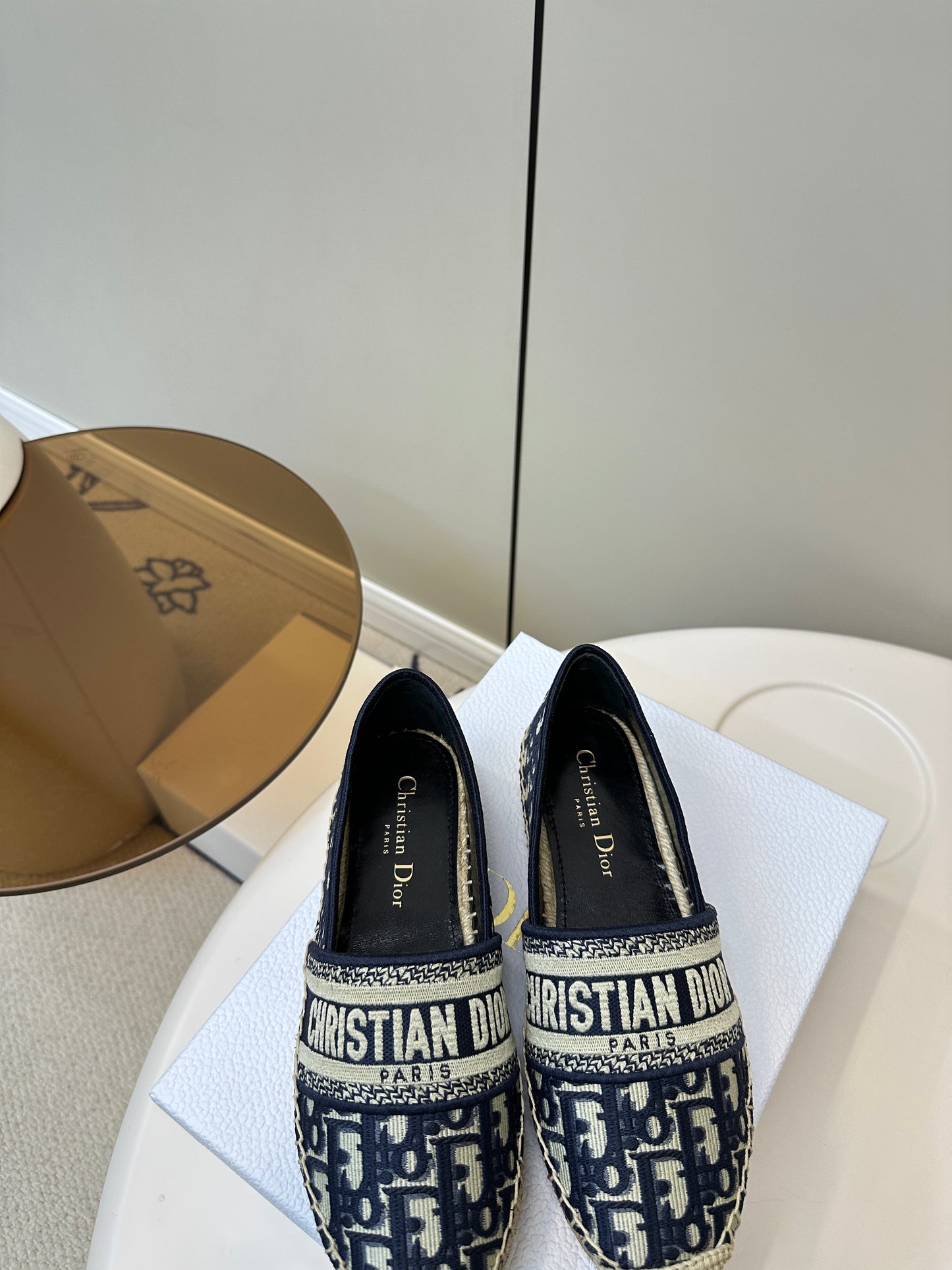 CD GRANVILLE ESPADRILLE BLUE OBLIQUE EMBROIDERED COTTON 01