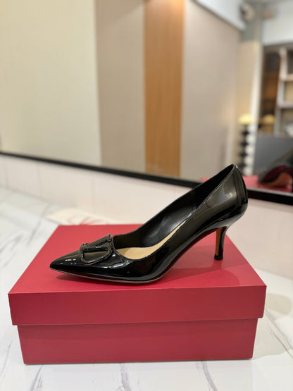 VALENTINO 26S HIGH HEELS 75 MM IN BLACK PATENT CALFSKIN