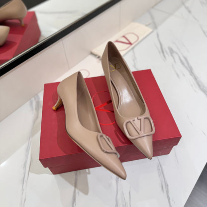 VALENTINO 26S HIGH HEELS 45 MM IN BEIGE SMOOTH CALFSKIN