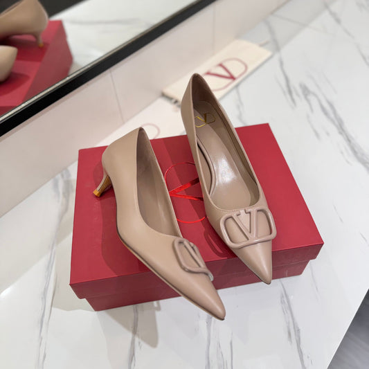 VALENTINO 26S HIGH HEELS 45 MM IN BEIGE SMOOTH CALFSKIN