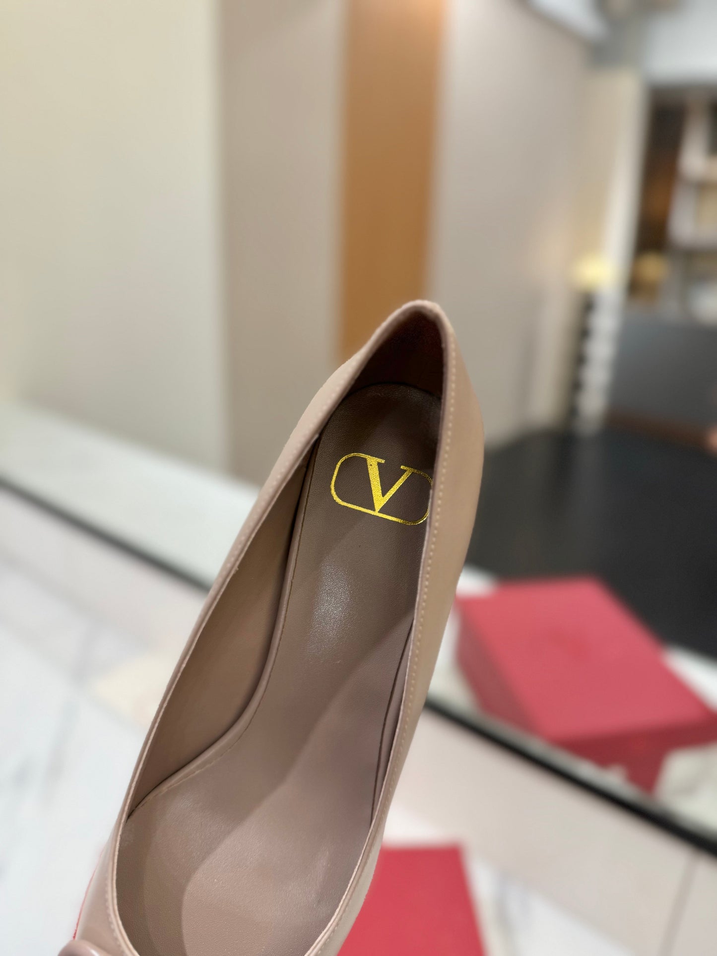 VALENTINO 26S HIGH HEELS 45 MM IN BEIGE SMOOTH CALFSKIN