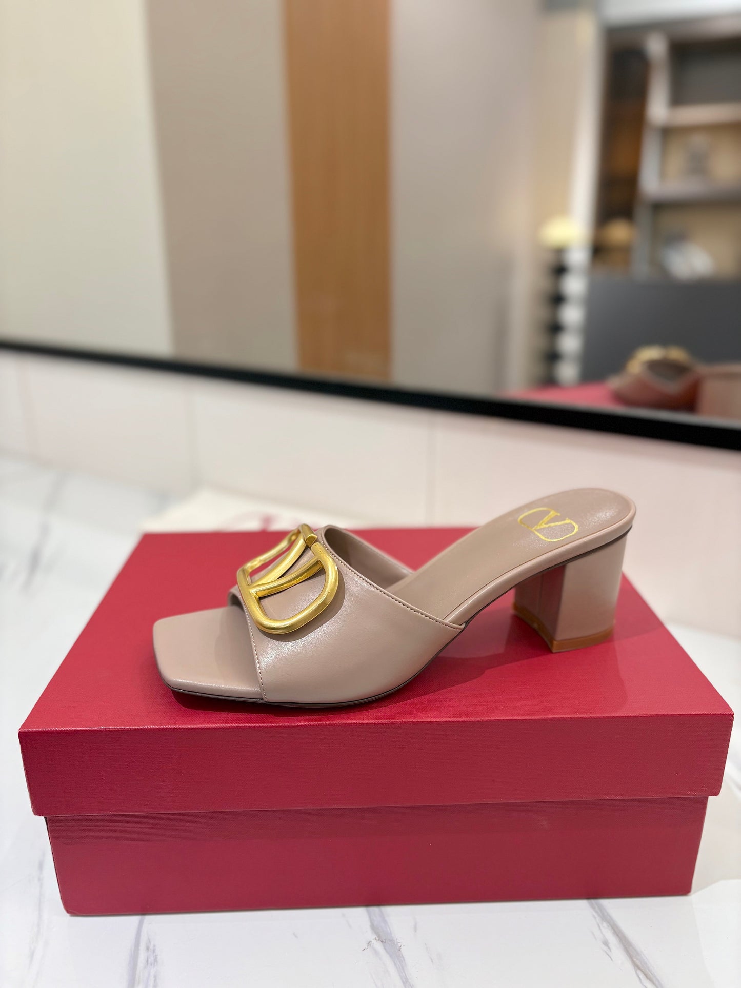 VALENTINO 26S HIGH-HEEL SANDALS 60 MM IN BEIGE CALFSKIN WITH GOLD HARDWARE