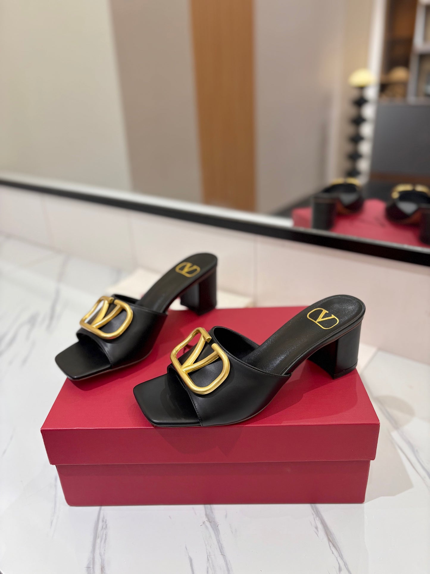 VALENTINO 26S HIGH-HEEL SANDALS 60 MM IN BLACK CALFSKIN WITH GOLD HARDWARE