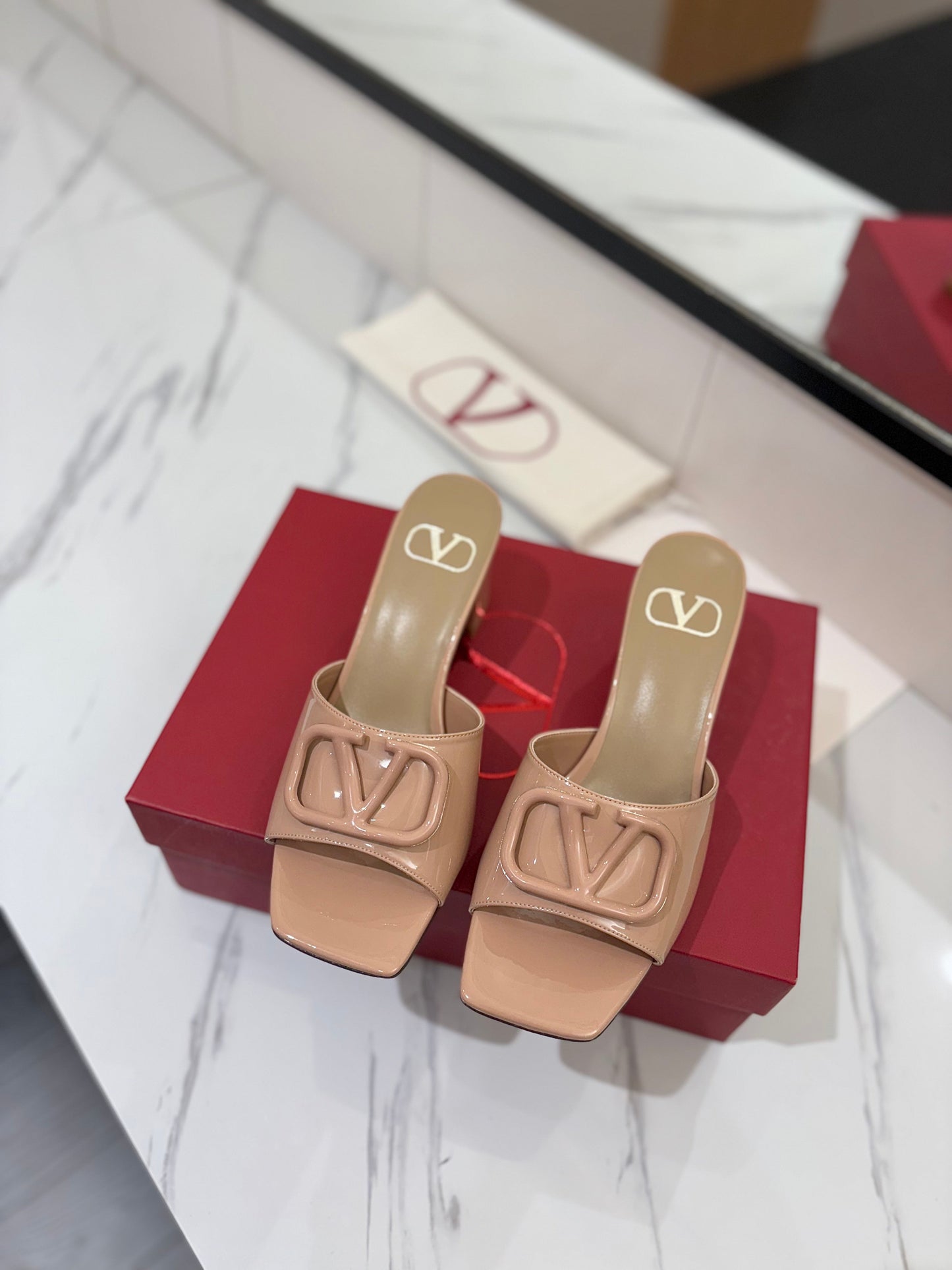VALENTINO 26S HIGH-HEEL SANDALS 60 MM IN NUDE PINK PATENT CALFSKIN