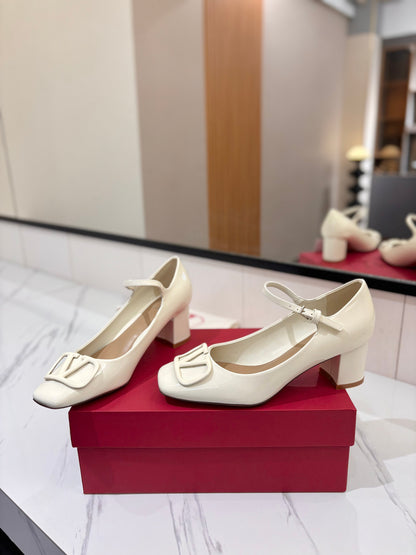 VALENTINO 26S MARY JANE HEELS 60 MM IN WHITE PATENT CALFSKIN