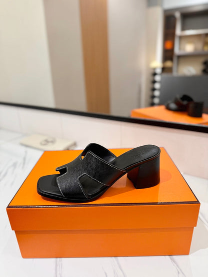 HM 26S HELIA SANDAL 70MM IN BLACK EPSOM CALFSKIN