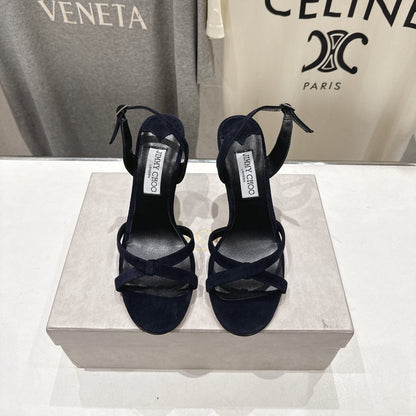 JIMMY CHOO 26S HIGH-HEELED SANDALS 100 MM IN BLACK VELVET