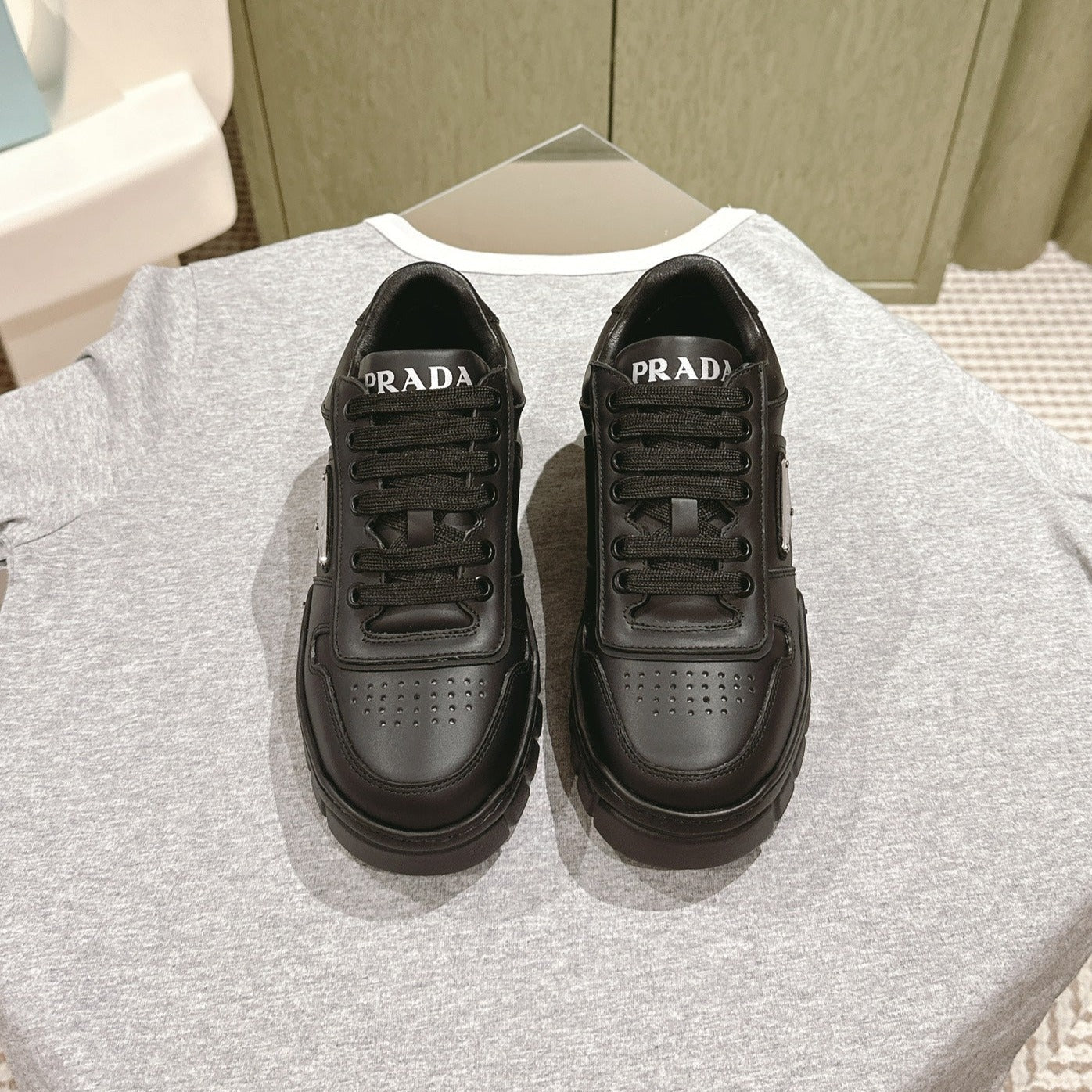 PRA FLATFORM SNEAKERS BLACK CALFSKIN