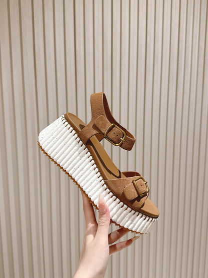 CHLOÉ 26S HIGH-HEELED SANDALS IN BROWN LAMBSKIN AND SUEDE