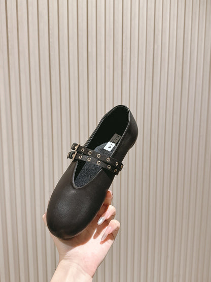 ALAIA MARY JANE 25S IN BLACK LAMBSKIN WITH SILVER HARDWARE