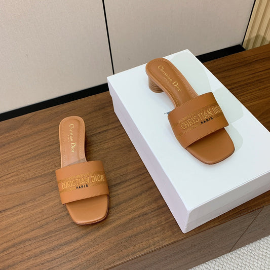 DIOR 25S HIGH-HEEL SANDALS 40 MM IN LIGHT BROWN CALFSKIN